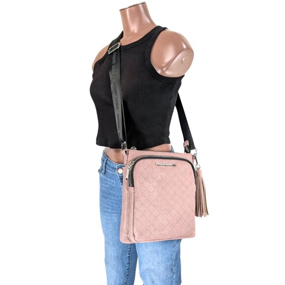 SOLD Steve Madden Glam Signature Mauve Pink Faux Leather Crossbody w/Bag Charm - Picture 3 of 10